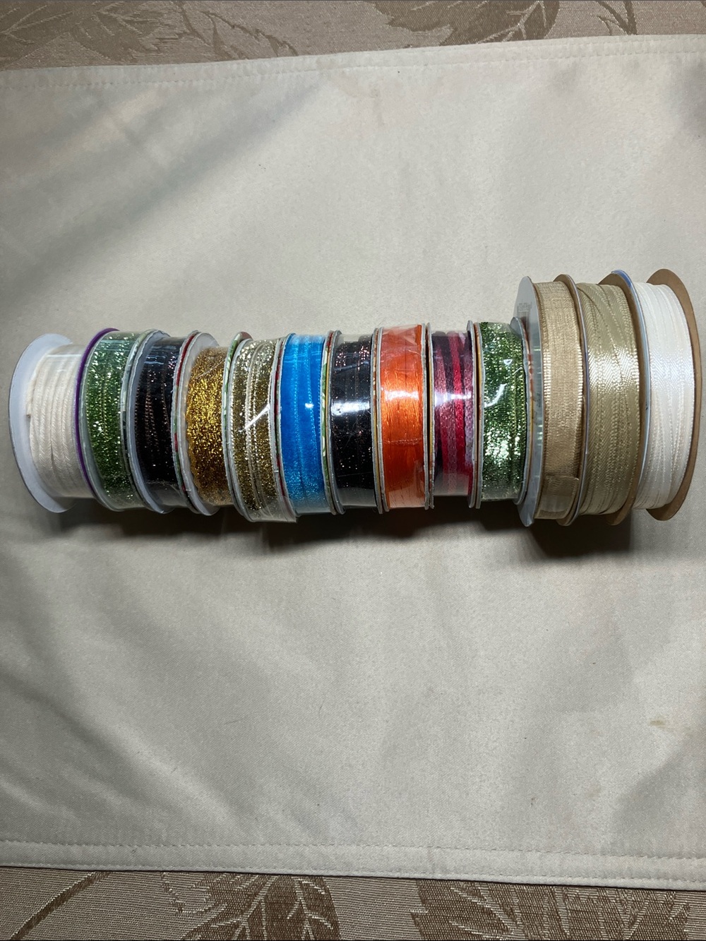 Assortment of 13 Decorative Ribbon Spools